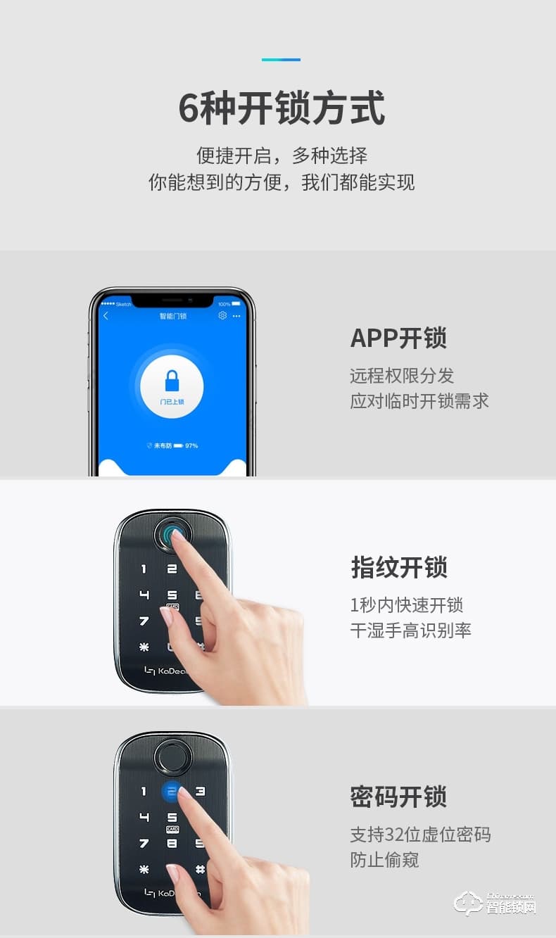 卡迪龍智能鎖 智能分體鎖家用指紋鎖
