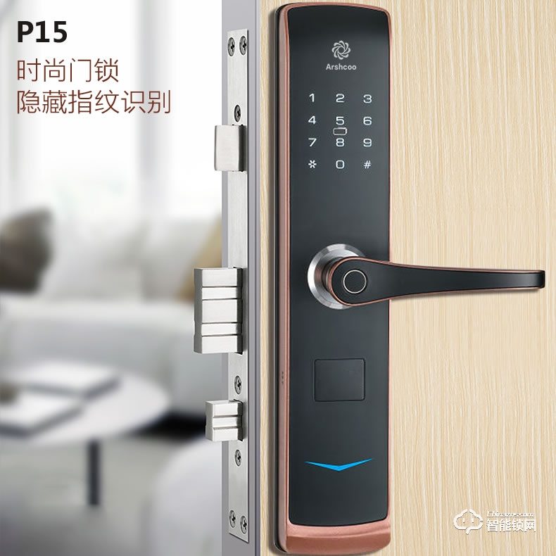 雅仕格智能鎖  P15時尚門鎖隱藏指紋識別