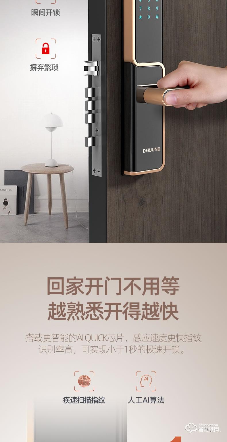 典匠智能鎖 D5家用防盜門密碼鎖感應鎖