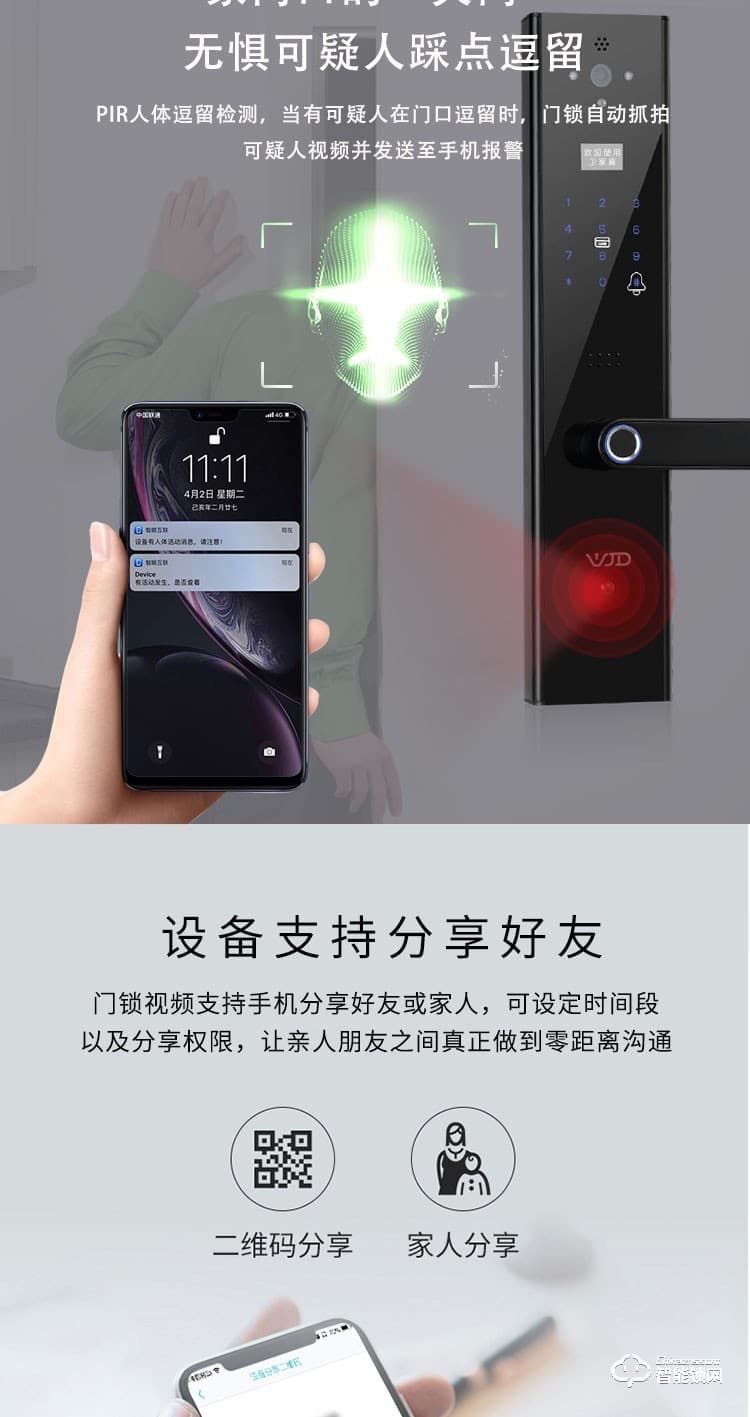 衛家盾智能鎖 5G天眼家用防盜門智能入戶門鎖