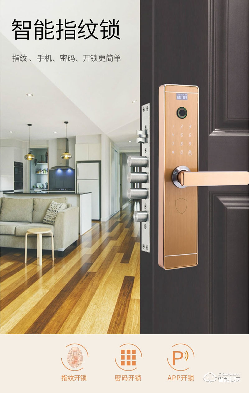 拓宇(iwrist)智能鎖 R6時(shí)尚平板指紋密碼智能鎖