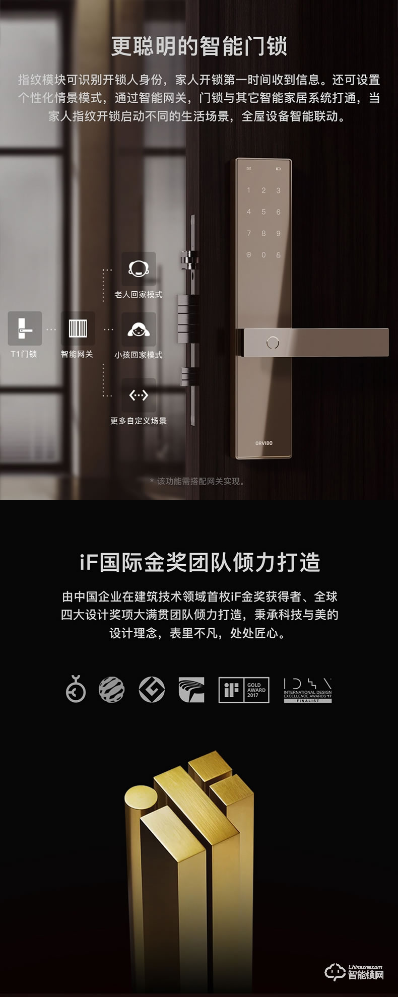 歐瑞博智能鎖 T1C家用防盜門智能密碼鎖