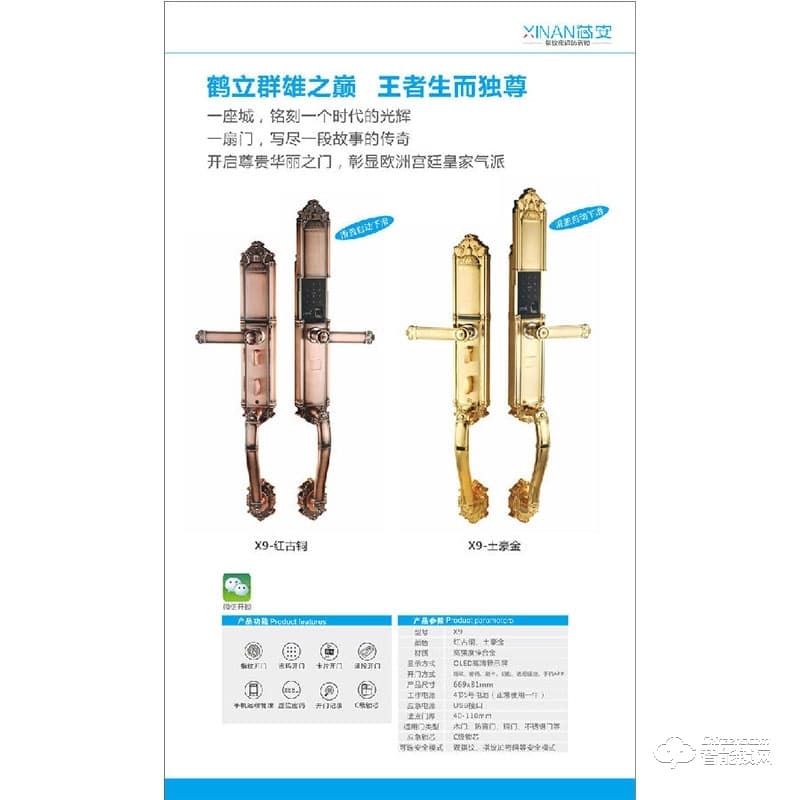 芯安智能鎖 X9時(shí)尚款別墅指紋鎖