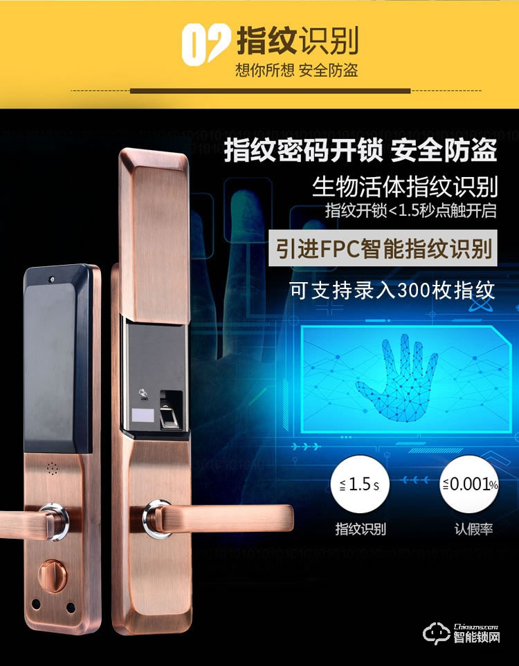 上品易聯智能鎖 YSH1智能指紋密碼鎖