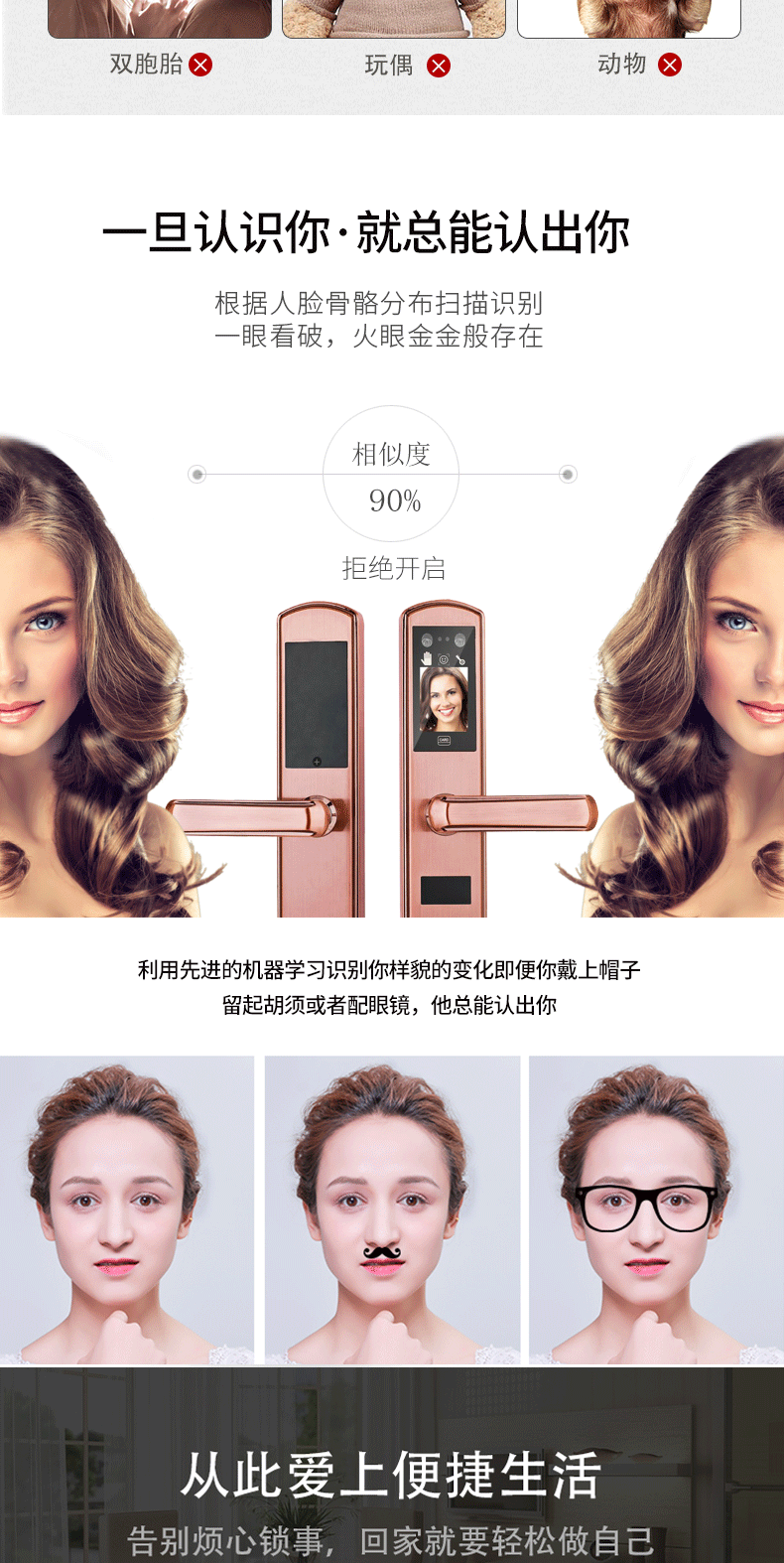 美鼎智智能鎖  防盜門指紋鎖人臉識別鎖