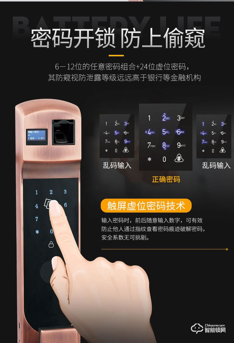 美鼎智智能鎖 家居防盜門防貓眼感應密碼鎖