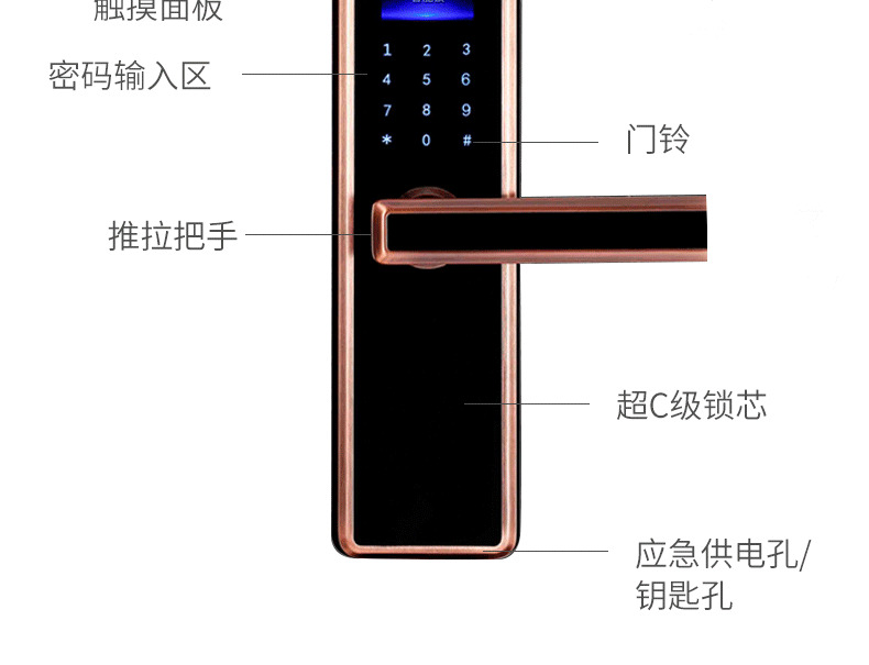 佰德龍智能鎖 239家用防盜門電子密碼鎖