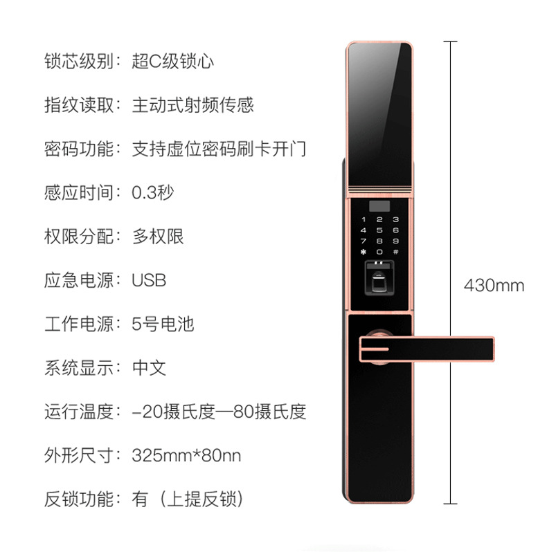 佰德龍智能鎖 219家用防盜門指紋鎖遠程智能鎖