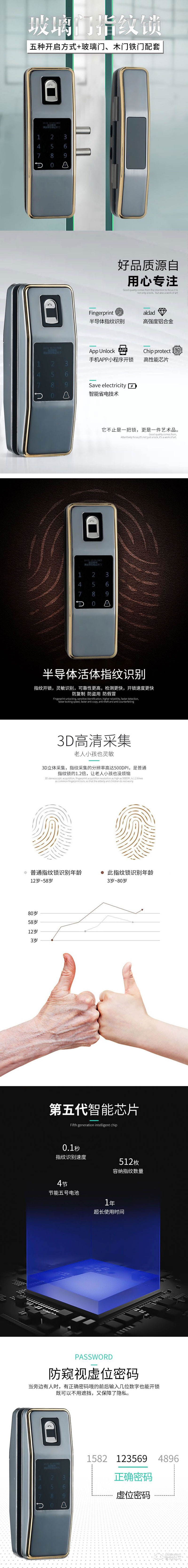 蒂昊斯智能鎖 免開(kāi)孔免布線玻璃門(mén)鎖