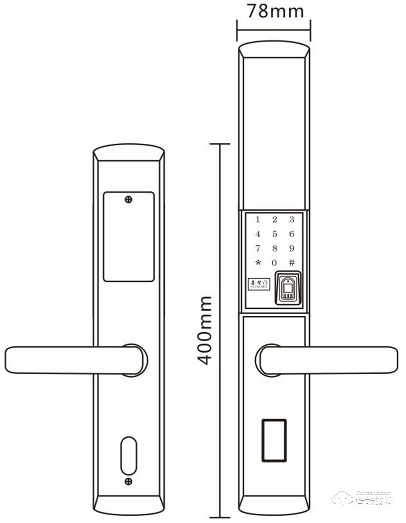 喜智門智能鎖 XZM-105不銹鋼色滑蓋密碼鎖