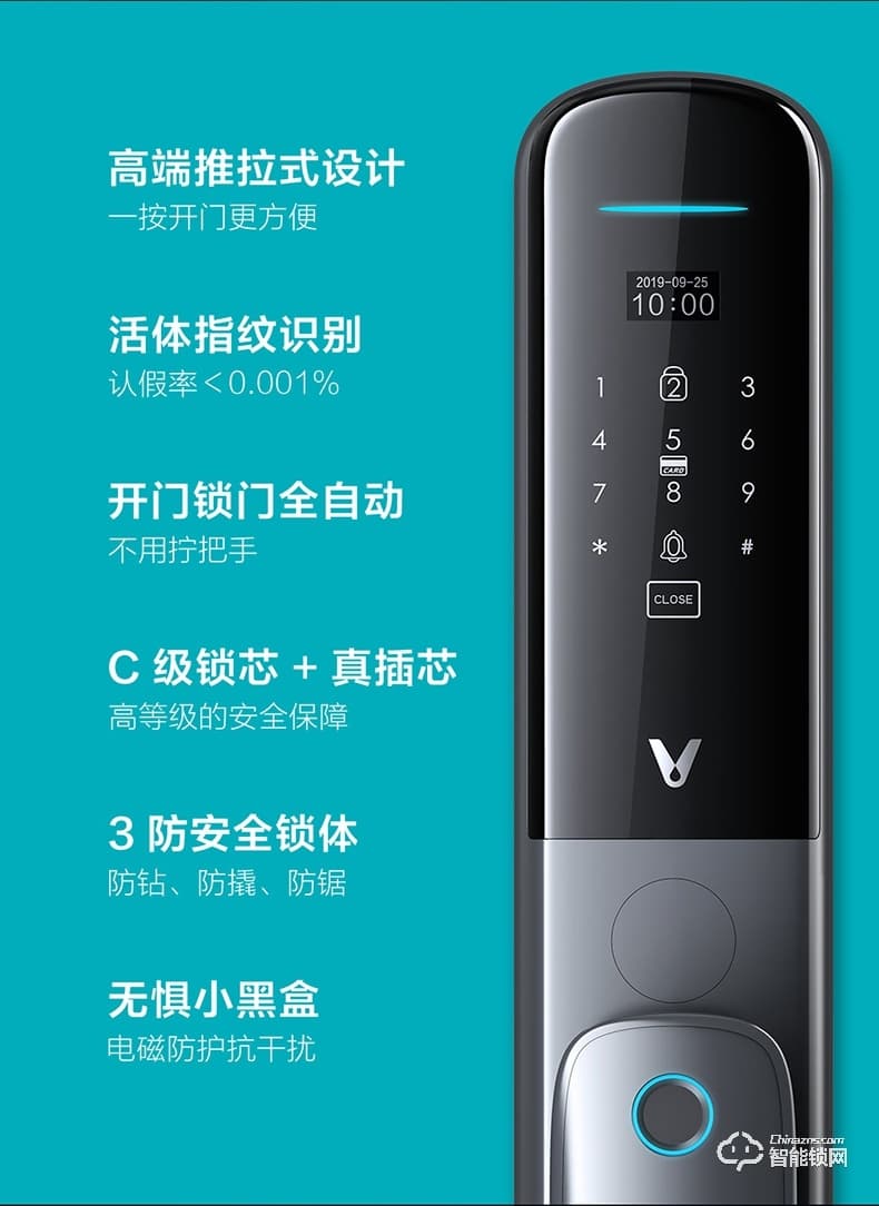 云米智能鎖 Link推拉版家用防盜門密碼鎖智能鎖