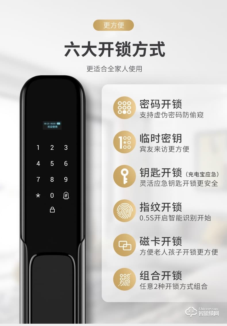 凌仕智能鎖 S13全自動指紋鎖密碼鎖
