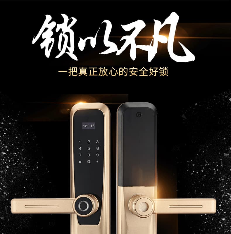 創鴻智能鎖 T21家用一握開把手指紋鎖