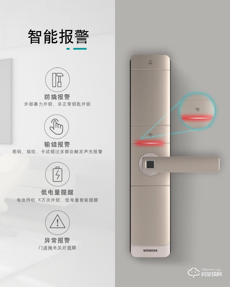 西門子智能鎖 C320家用防盜智能電子鎖密碼鎖