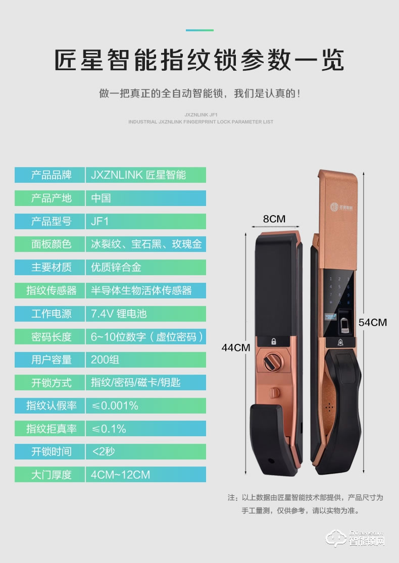 匠星智能鎖 JF1自動滑蓋家用大門密碼鎖