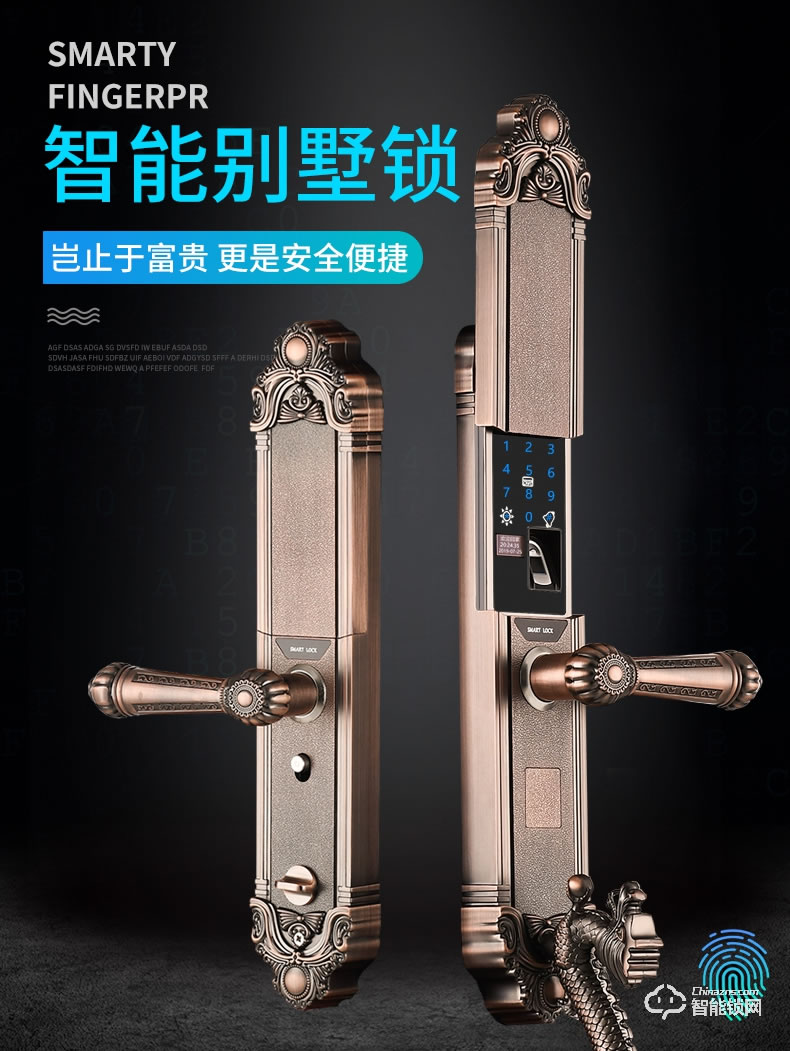 幻侶智能鎖 龍頭別墅門全自動雙開門智能密碼鎖