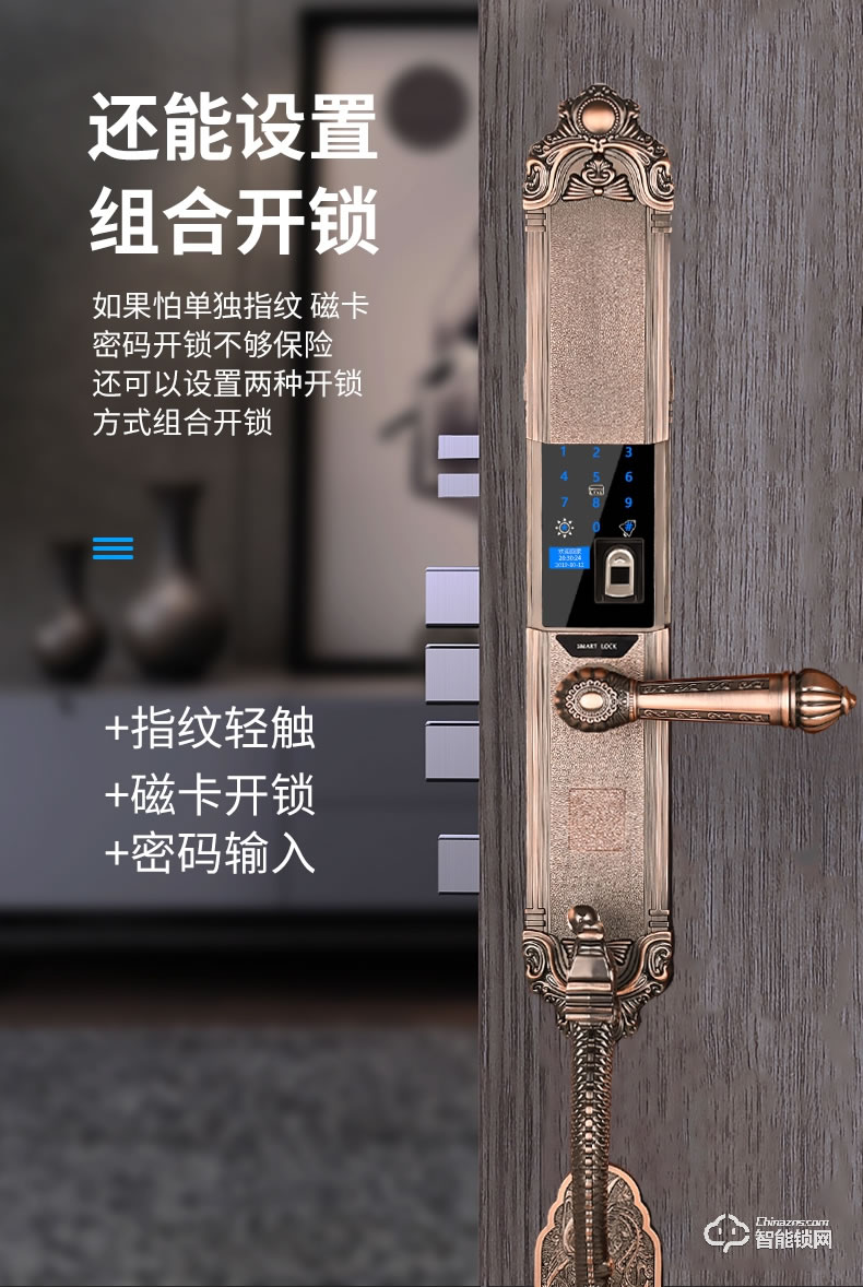 幻侶智能鎖 龍頭別墅門全自動雙開門智能密碼鎖