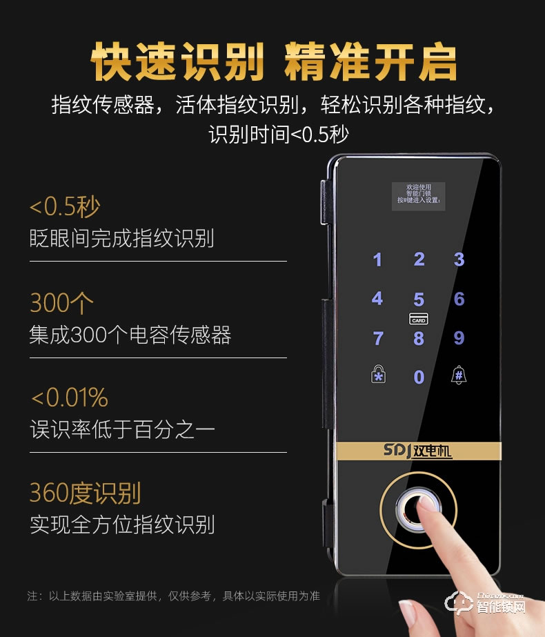 邦臣智能鎖 BL808玻璃門指紋鎖免開孔密碼鎖