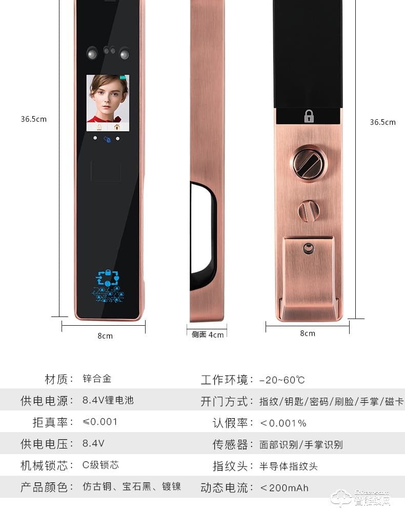 邦臣智能鎖 F3全自動(dòng)人臉識(shí)別鎖大門(mén)鎖