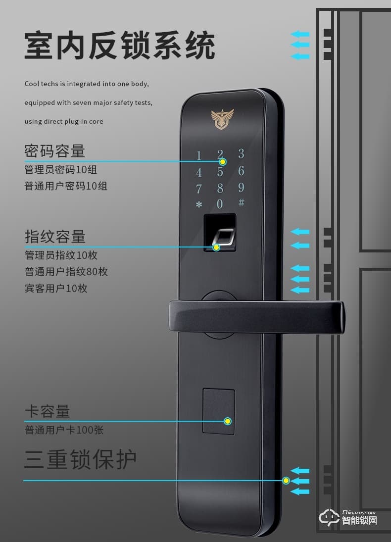 天時美智能鎖 m6家用防盜門入戶門智能鎖