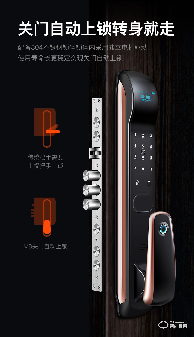 摩堅智能鎖 MJ002家用防盜門木門磁卡遠程鎖