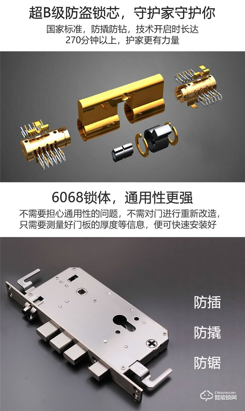 凱奇普智能鎖 E1701全自動虹膜識別智能鎖