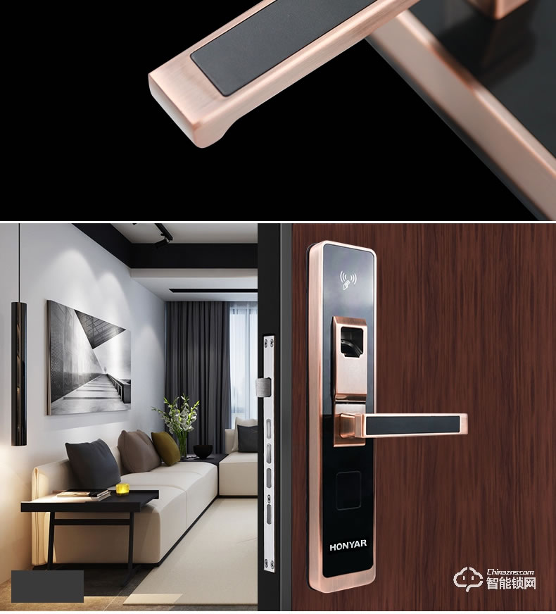 鴻雁智能鎖 家用指紋鎖防盜門密碼電子鎖