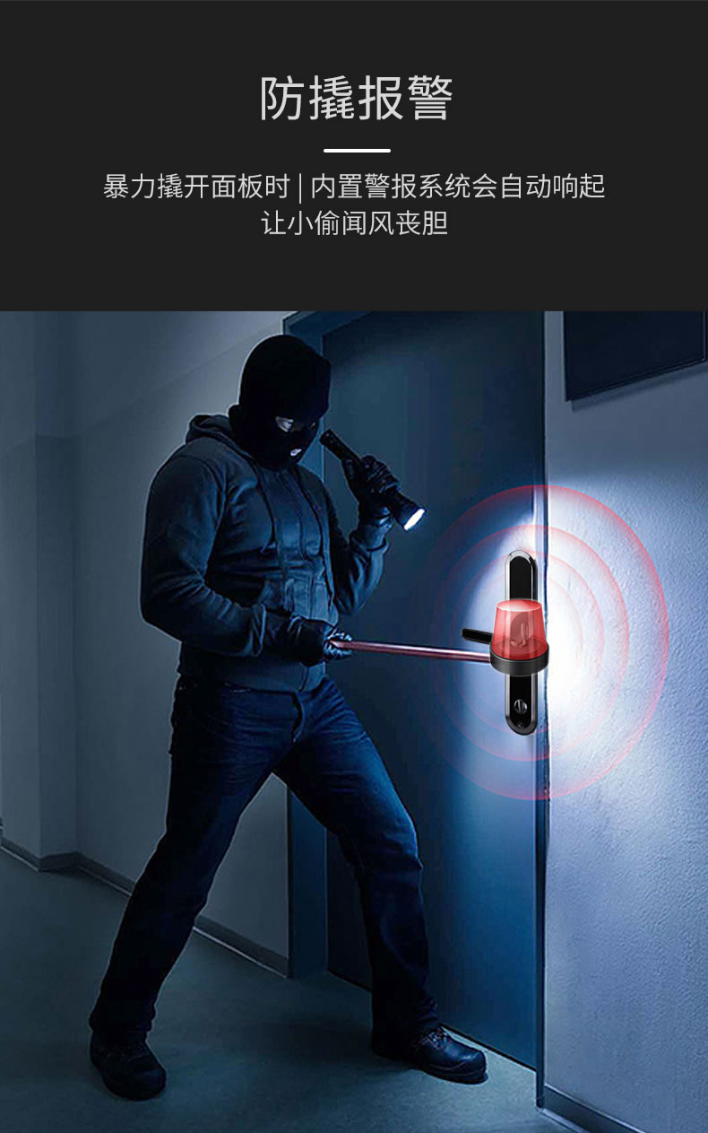 鴻雁智能鎖 IHM1001一鍵防貓眼撬門報警智能門鎖