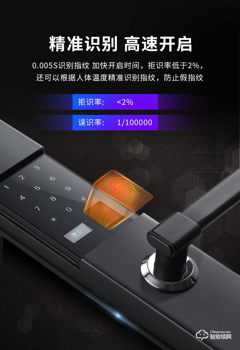 奧珀智能鎖 A5全自動電動滑蓋指紋鎖密碼鎖