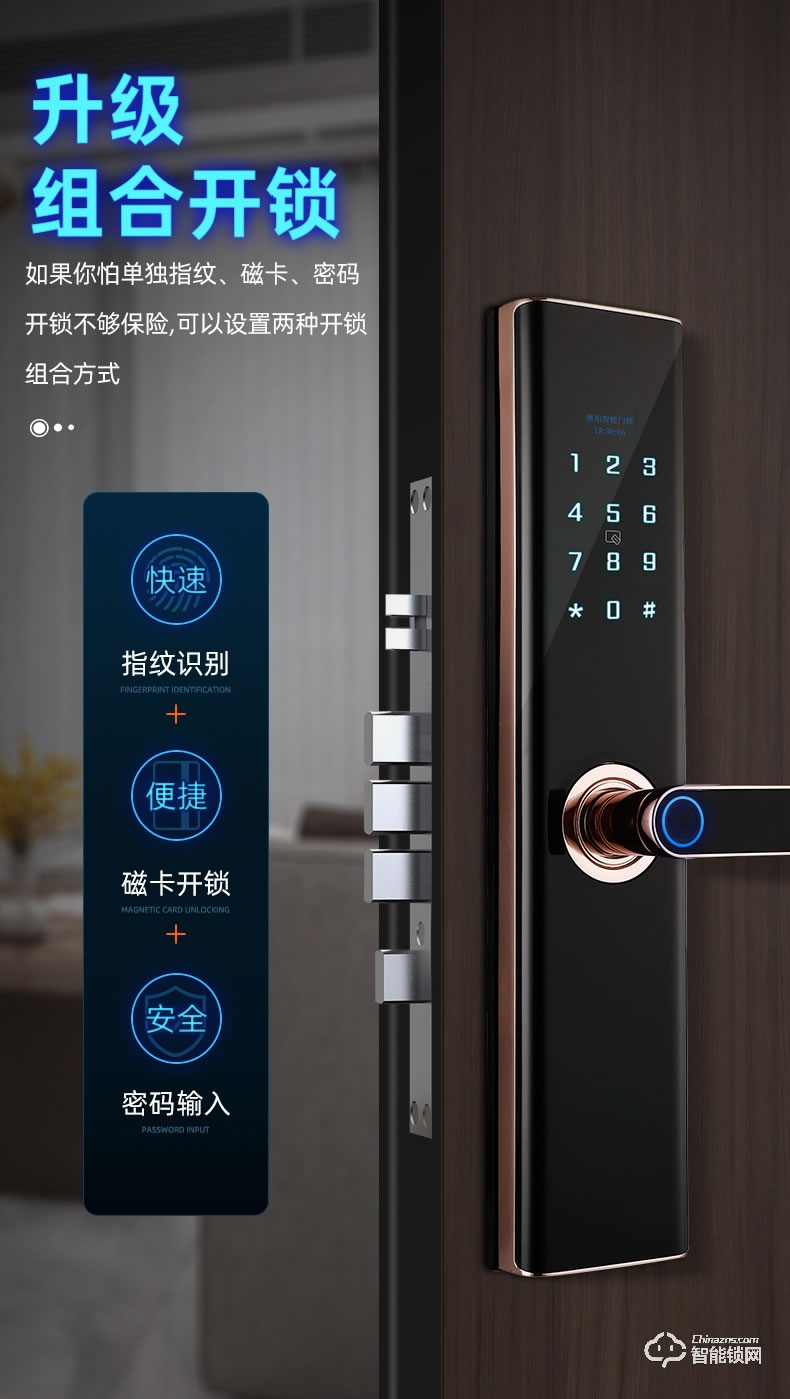 奧珀智能鎖 AP-ZB701全自動指紋鎖防盜門磁卡門鎖