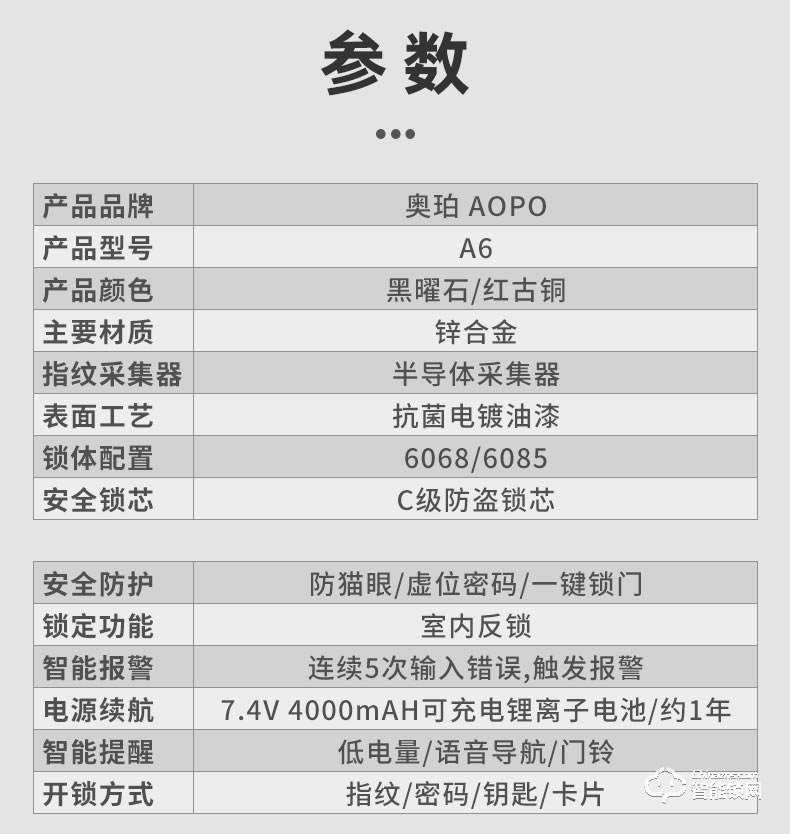 奧珀智能鎖 A6全自動指紋鎖防盜門鎖