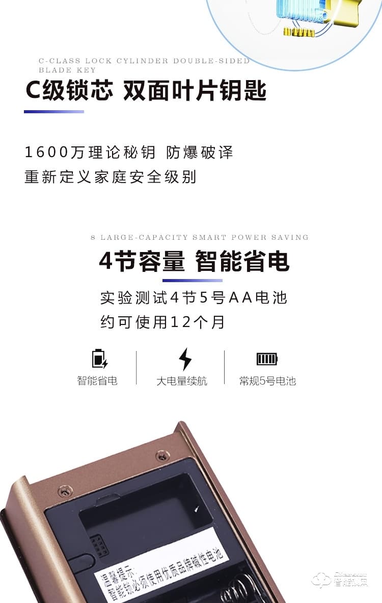 巨石智慧智能鎖 Z2直板指紋密碼智能鎖