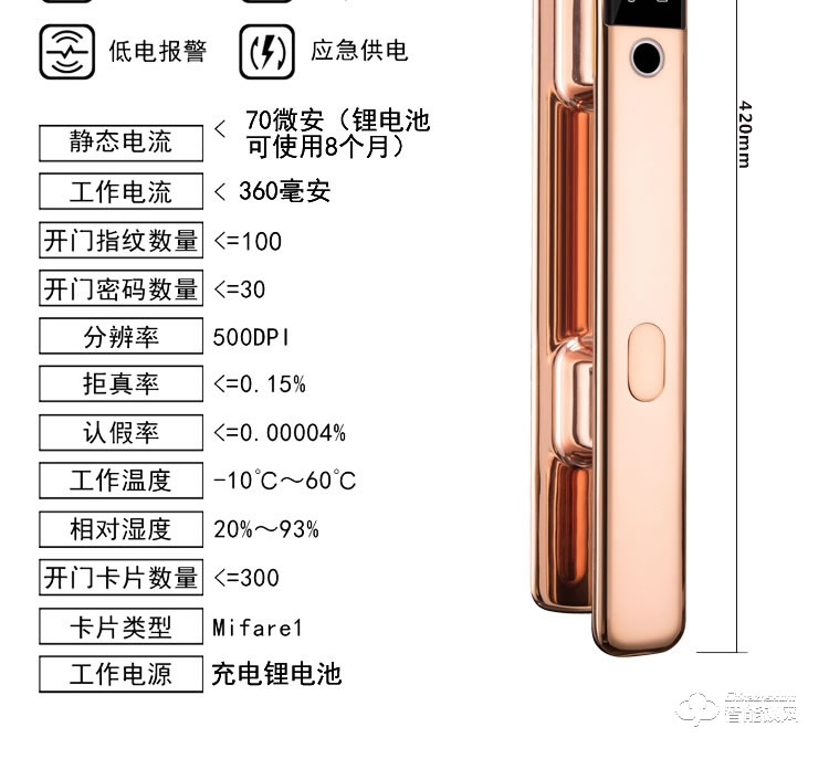 巨石智慧智能鎖 F3家用全自動指紋鎖