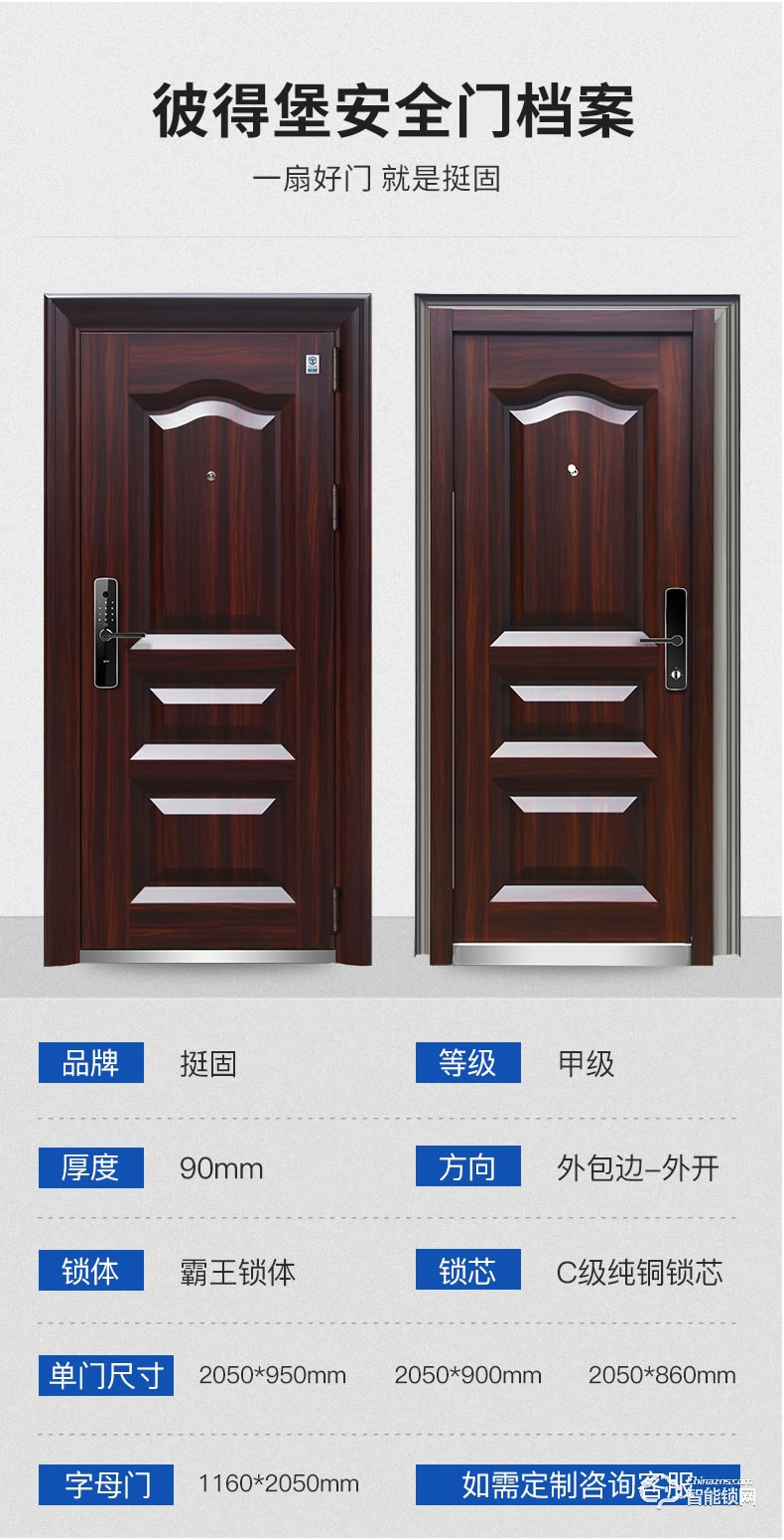 挺固智能門 彼得堡系列甲級子母門防盜門