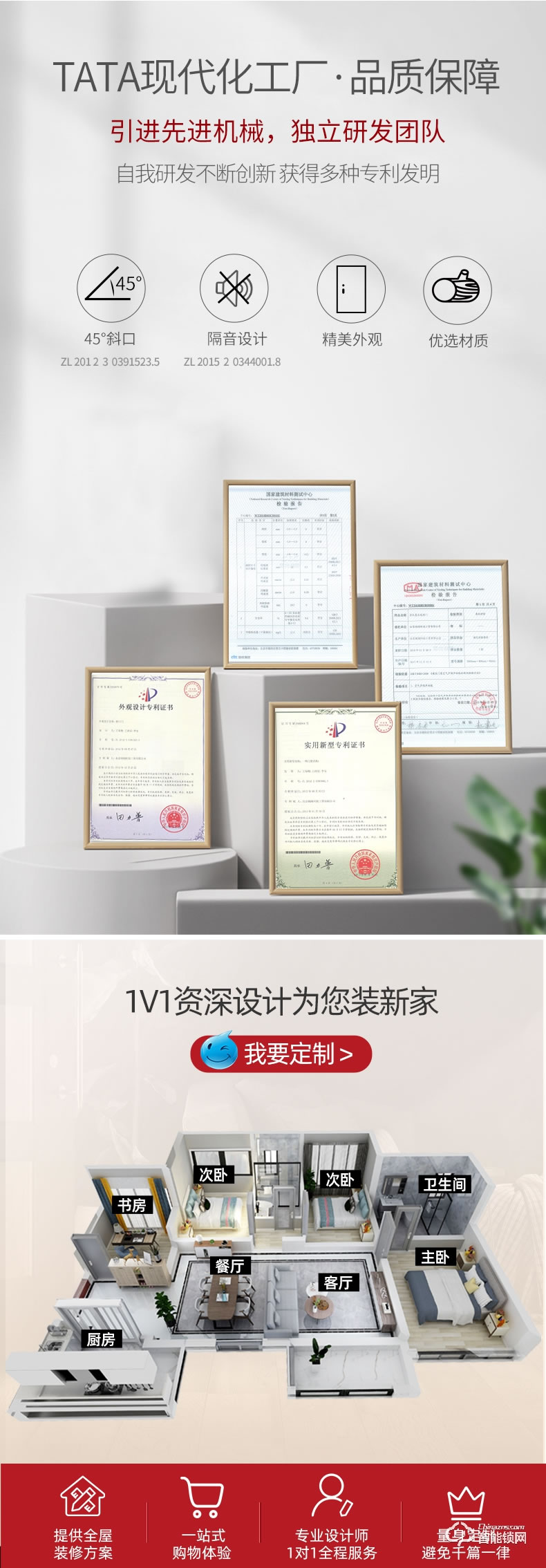 TATA智能門 簡約室內門家用實木復合門