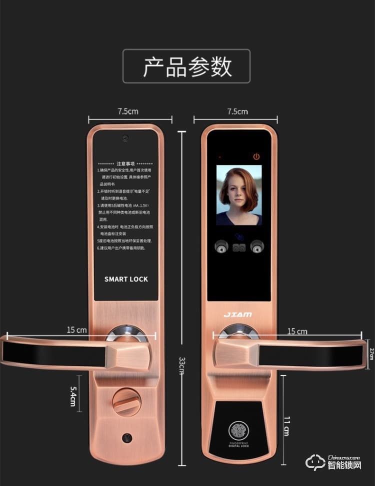 珈門智能鎖 JM-A6家用防盜門刷臉智能門鎖