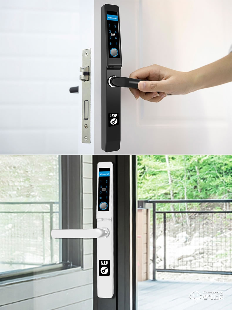 高卡獅智能鎖 P8鋁合金斷橋鋁指紋門鎖
