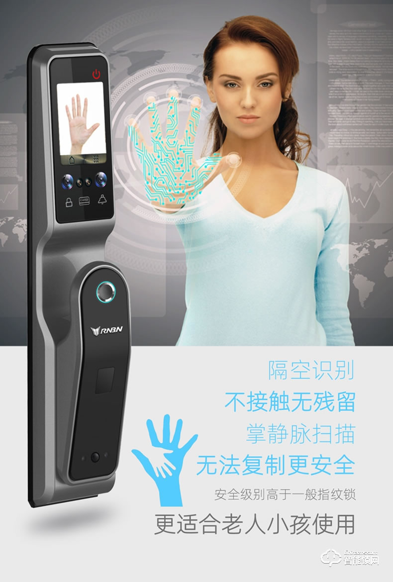 RNBN智能鎖 V9全自動人臉識別鎖密碼鎖