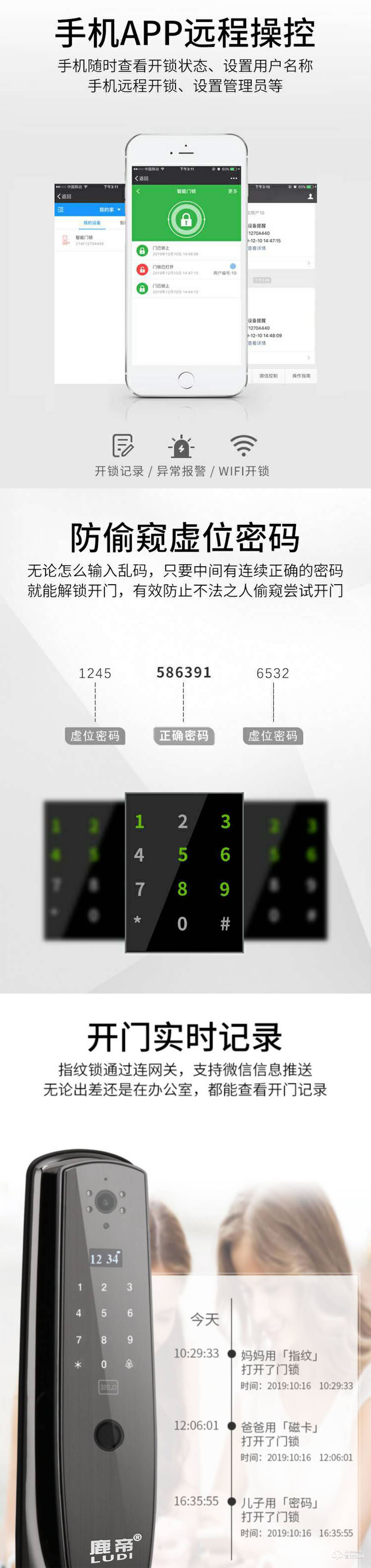 鹿帝智能鎖 LD117可視全自動智能貓眼鎖