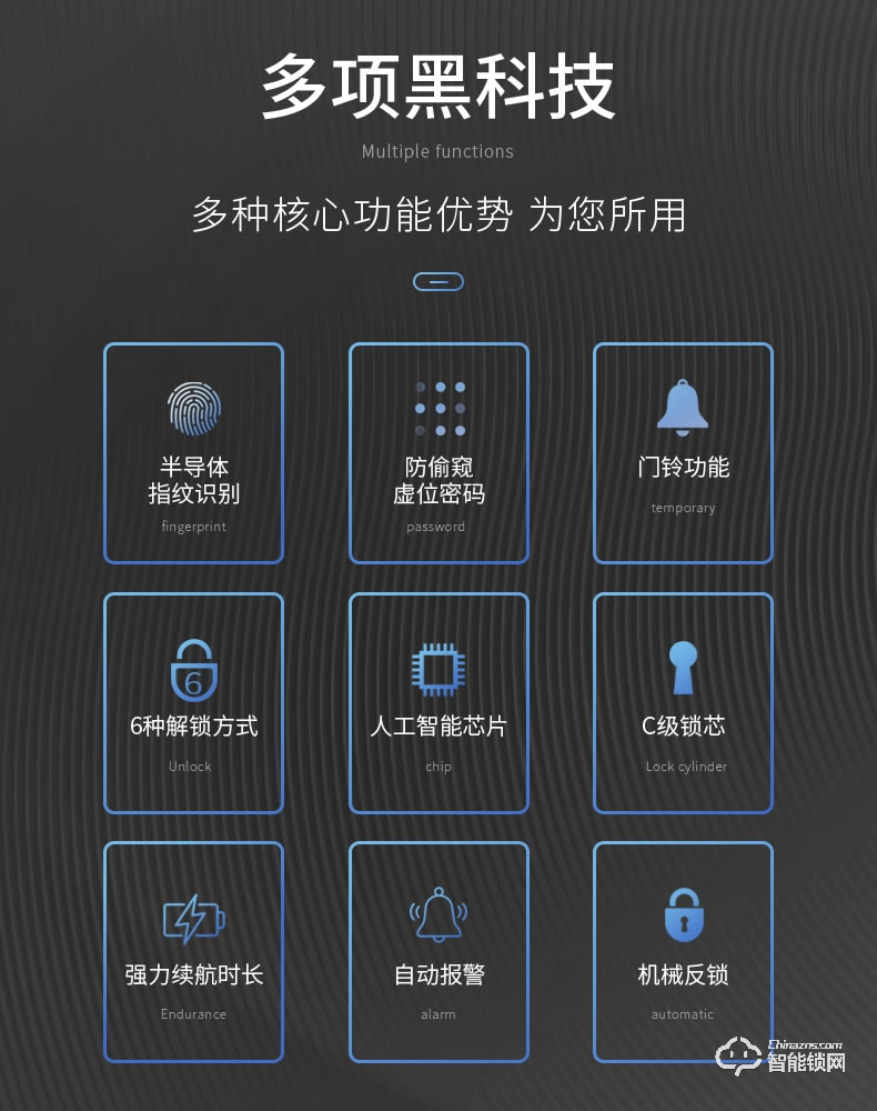 互威智能鎖 368家用防盜門(mén)入戶門(mén)智能鎖