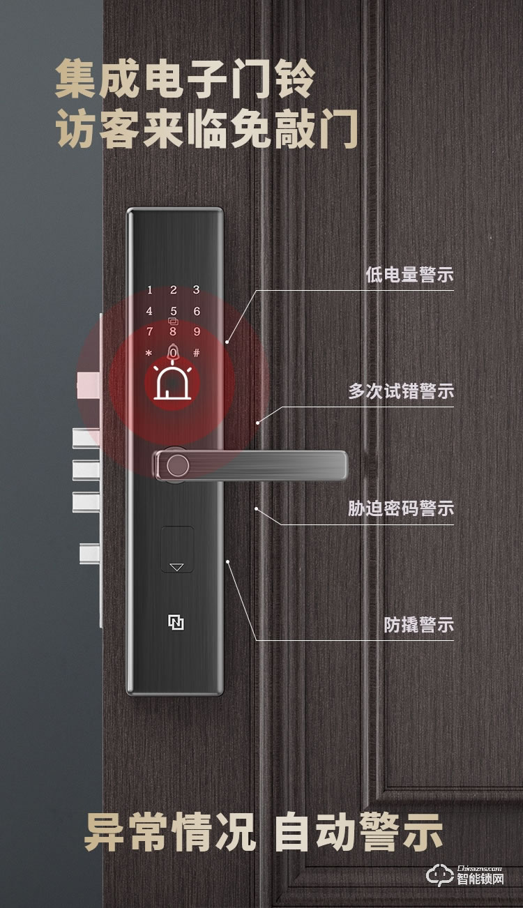 紫光安芯智能鎖 家用防盜門密碼電子門鎖