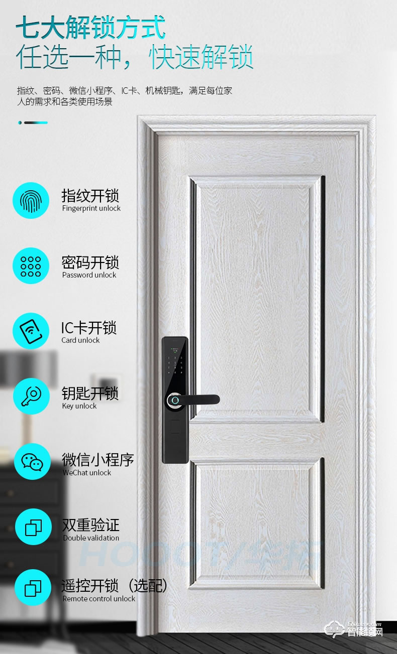 華拓智能鎖 T100X全自動一握開指紋鎖