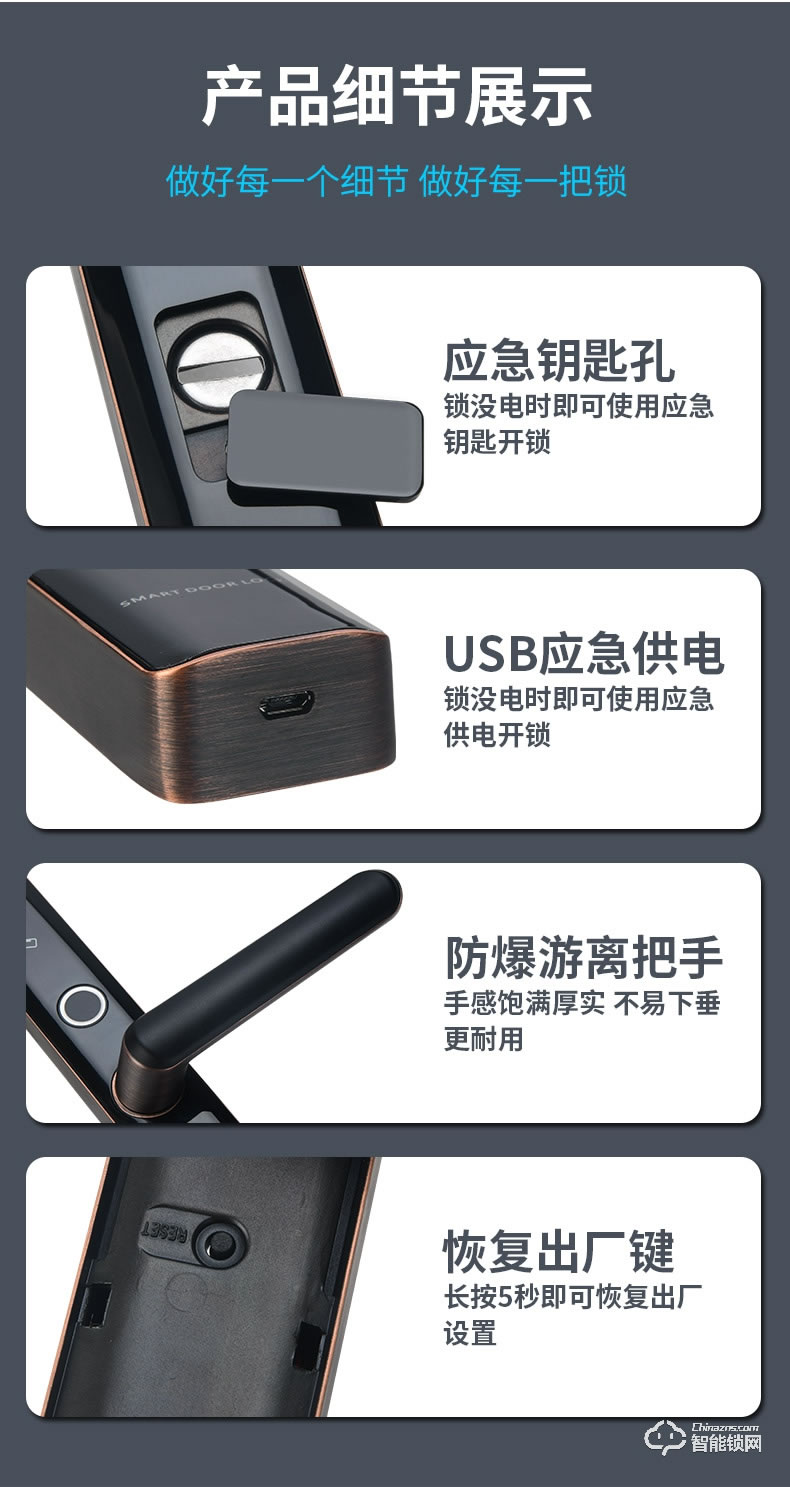 核奕智能鎖 L001斷橋鋁鎖肯德基門鎖