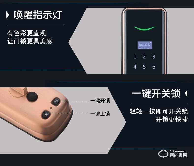 核奕智能鎖 E260家用智能貓眼密碼智能門鎖