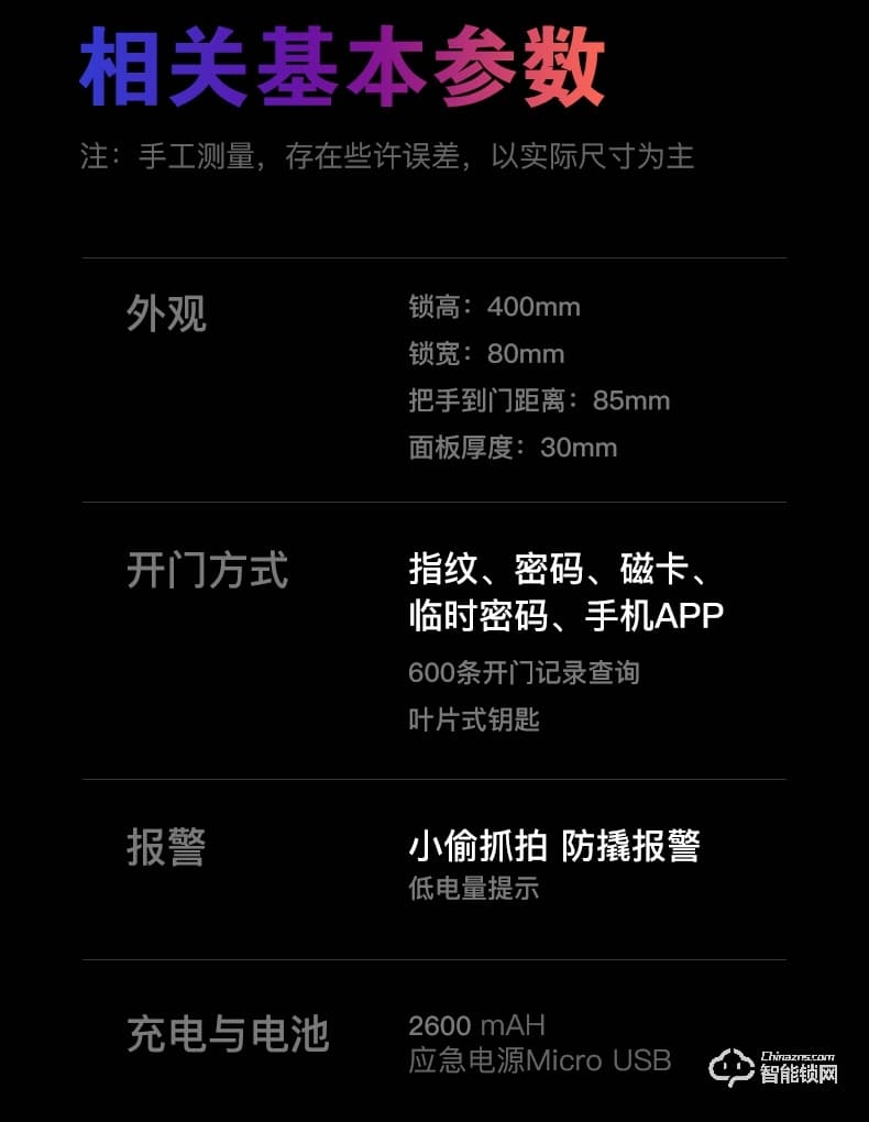 黑帆智能鎖 MJ004家用防盜門智能鎖密碼鎖