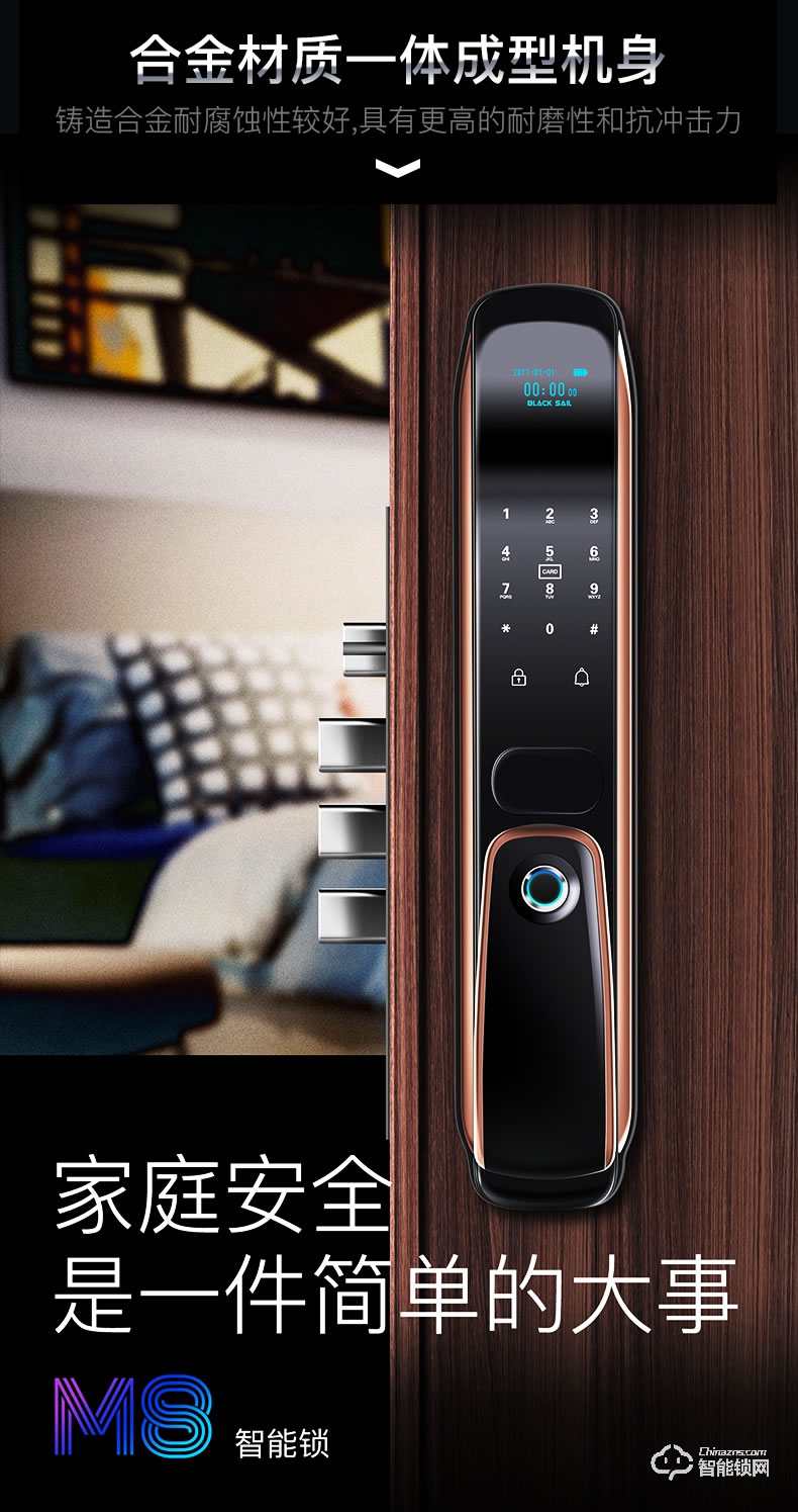 黑帆智能鎖 MJ002家用防盜門木門磁卡鎖
