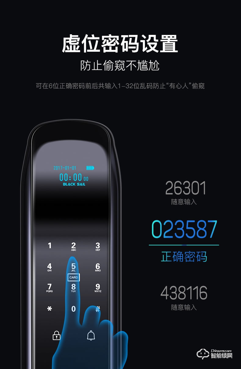 黑帆智能鎖 MJ002家用防盜門木門磁卡鎖