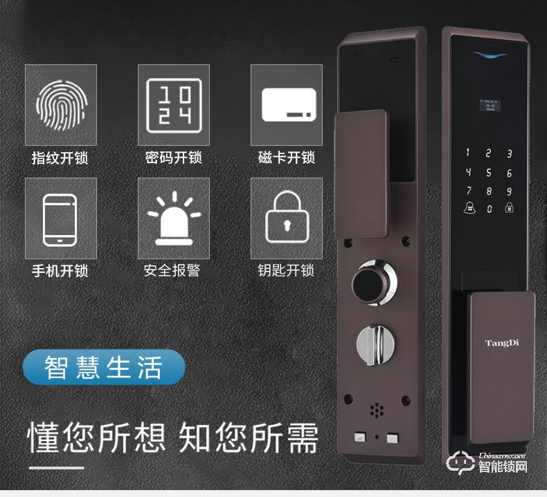 唐締智能鎖 QL01家用推拉式指紋密碼鎖