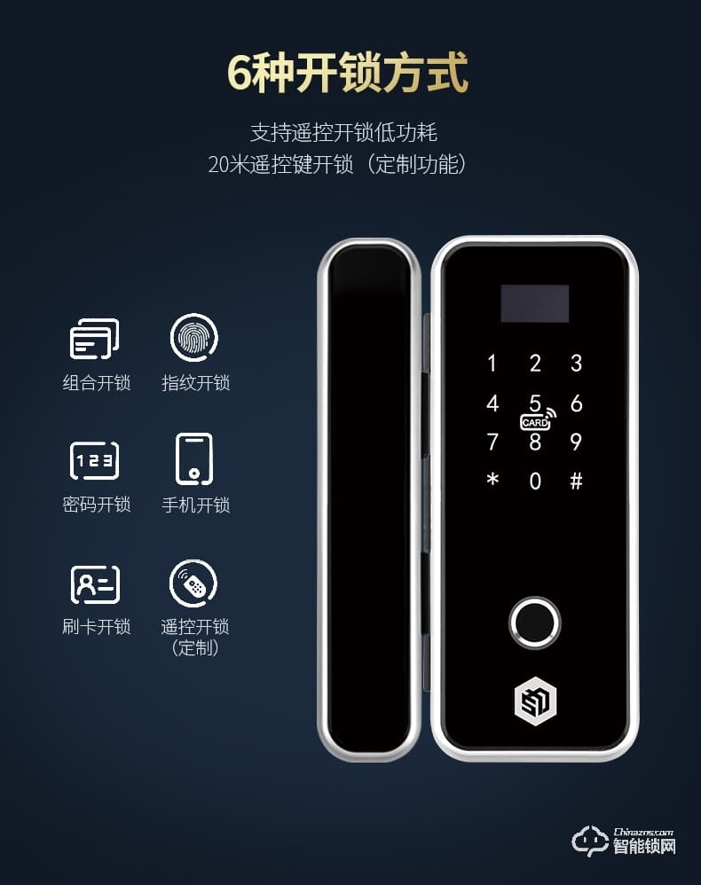 三力智能鎖 辦公玻璃門刷卡密碼智能鎖