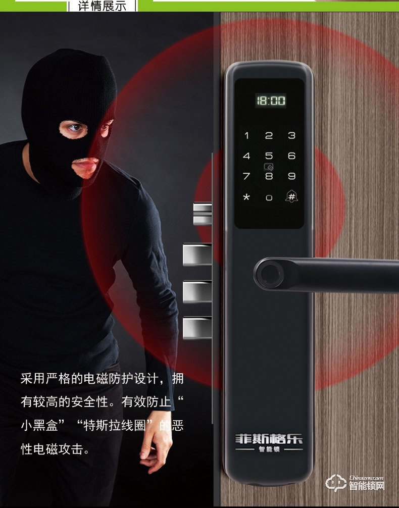 菲斯格樂智能鎖 6851家用防盜門智能門鎖